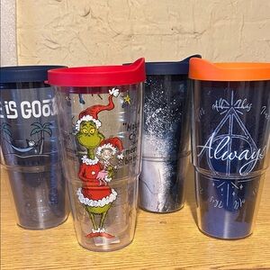 Tervis mugs. 4 patterns w/ lids.